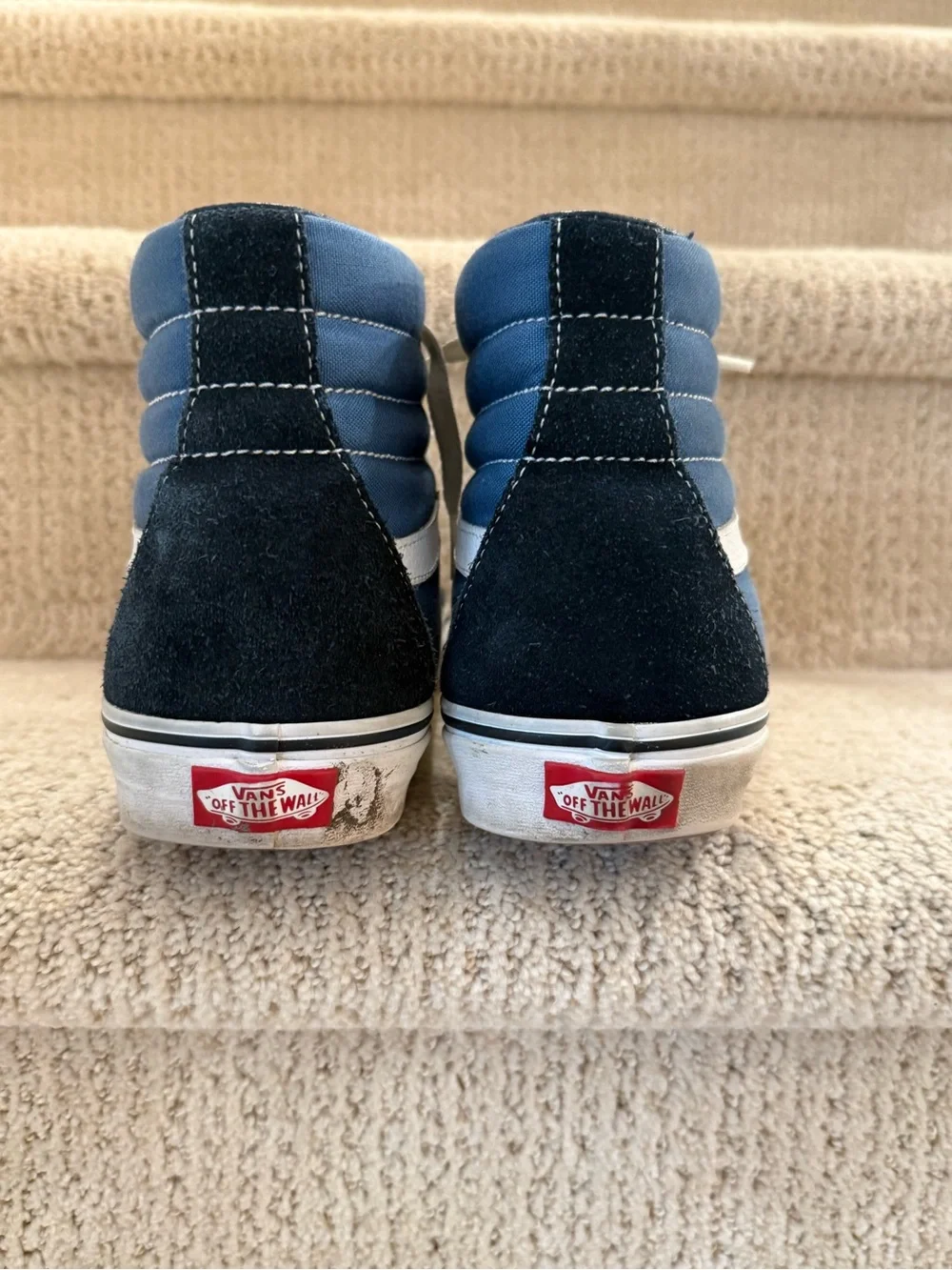 Vans Men’s High-Top Sneakers in Navy and White